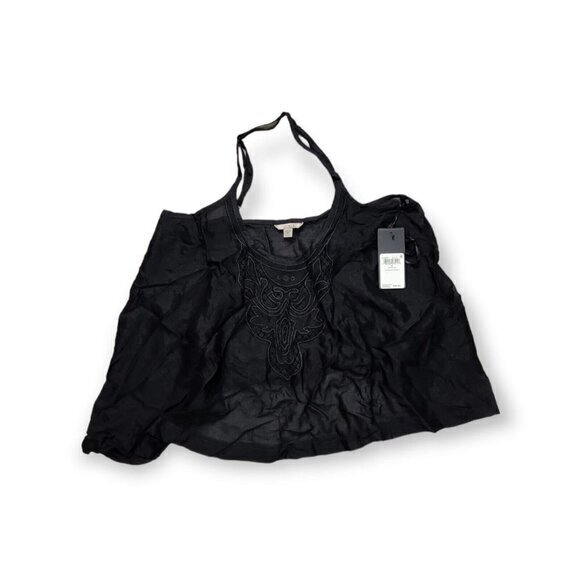 New Guess Asymmetrical Shark Bite‎ Tank Top Jet Black Womens Small - Picture 1 of 6